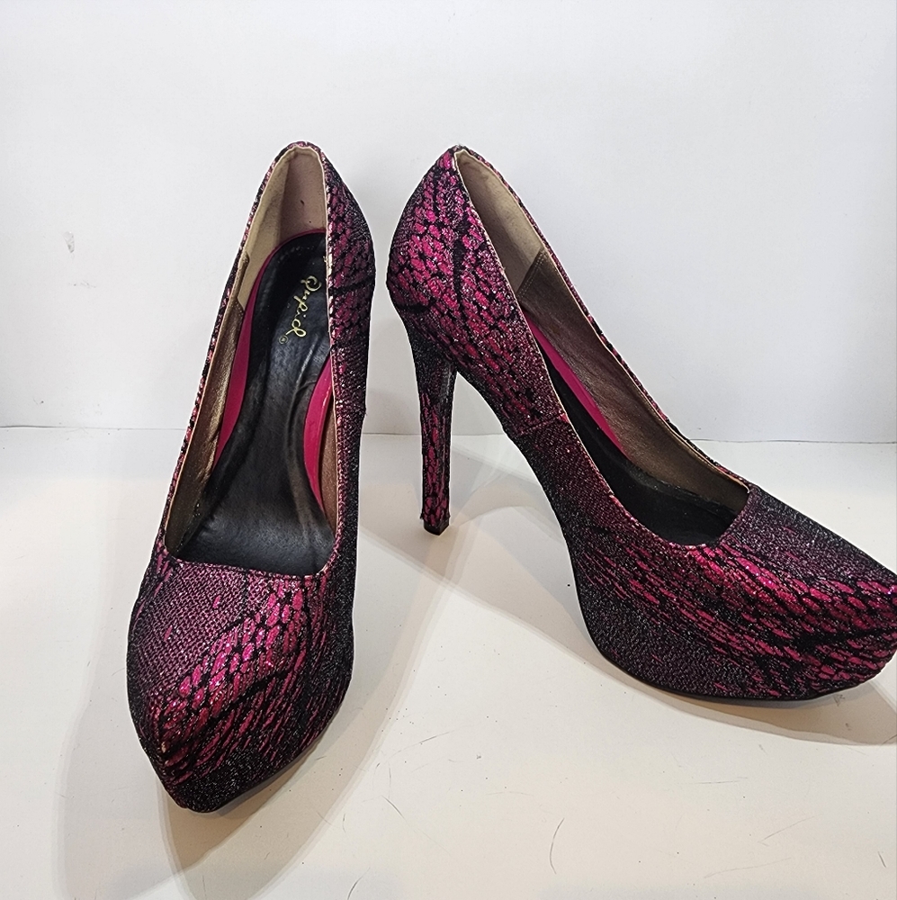 Pink Glitter platform 5.5 inch heel